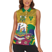 Personalized Saint Vincent and the Grenadines Women Sleeveless Polo Shirt Cannonball Flower Tropical Style - Wonder Print Shop