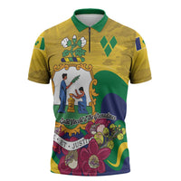 Personalized Saint Vincent and the Grenadines Zipper Polo Shirt Cannonball Flower Tropical Style - Wonder Print Shop