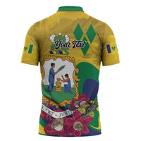Personalized Saint Vincent and the Grenadines Zipper Polo Shirt Cannonball Flower Tropical Style - Wonder Print Shop