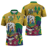 Personalized Saint Vincent and the Grenadines Zipper Polo Shirt Cannonball Flower Tropical Style - Wonder Print Shop