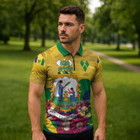 Personalized Saint Vincent and the Grenadines Zipper Polo Shirt Cannonball Flower Tropical Style - Wonder Print Shop