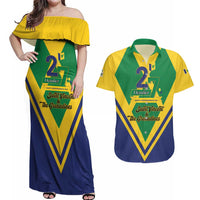 Saint Vincent and the Grenadines Independence Day Couples Matching Off Shoulder Maxi Dress and Hawaiian Shirt Simple Style - Wonder Print Shop