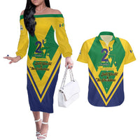 Saint Vincent and the Grenadines Independence Day Couples Matching Off The Shoulder Long Sleeve Dress and Hawaiian Shirt Simple Style - Wonder Print Shop