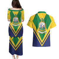 Saint Vincent and the Grenadines Independence Day Couples Matching Puletasi and Hawaiian Shirt Simple Style - Wonder Print Shop
