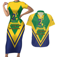Saint Vincent and the Grenadines Independence Day Couples Matching Short Sleeve Bodycon Dress and Hawaiian Shirt Simple Style - Wonder Print Shop
