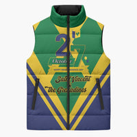 Saint Vincent and the Grenadines Independence Day Sleeveless Puffer Jacket Simple Style - Wonder Print Shop