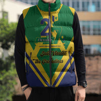 Saint Vincent and the Grenadines Independence Day Sleeveless Puffer Jacket Simple Style - Wonder Print Shop