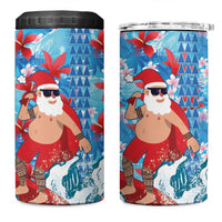Hawaii Christmas 4 in 1 Can Cooler Tumbler Santa Claus Surfing Kakau Tropical Style - Wonder Print Shop