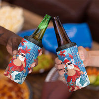 Hawaii Christmas 4 in 1 Can Cooler Tumbler Santa Claus Surfing Kakau Tropical Style - Wonder Print Shop