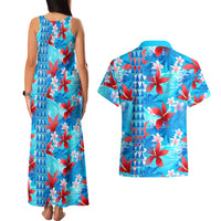 Hawaii Christmas Couples Matching Tank Maxi Dress and Hawaiian Shirt Santa Claus Surfing Kakau Tropical Style - Wonder Print Shop