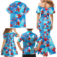 Hawaii Christmas Family Matching Mermaid Dress and Hawaiian Shirt Santa Claus Surfing Kakau Tropical Style - Wonder Print Shop