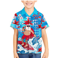 Hawaii Christmas Family Matching Mermaid Dress and Hawaiian Shirt Santa Claus Surfing Kakau Tropical Style - Wonder Print Shop