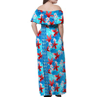 Hawaii Christmas Family Matching Off Shoulder Maxi Dress and Hawaiian Shirt Santa Claus Surfing Kakau Tropical Style - Wonder Print Shop