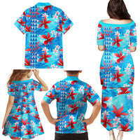 Hawaii Christmas Family Matching Puletasi Dress and Hawaiian Shirt Santa Claus Surfing Kakau Tropical Style - Wonder Print Shop