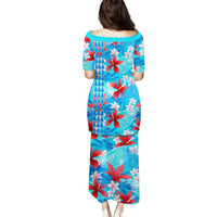 Hawaii Christmas Family Matching Puletasi Dress and Hawaiian Shirt Santa Claus Surfing Kakau Tropical Style - Wonder Print Shop