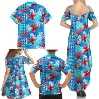 Hawaii Christmas Family Matching Summer Maxi Dress and Hawaiian Shirt Santa Claus Surfing Kakau Tropical Style - Wonder Print Shop