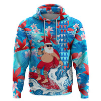Hawaii Christmas Hoodie Santa Claus Surfing Kakau Tropical Style - Wonder Print Shop