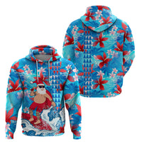 Hawaii Christmas Hoodie Santa Claus Surfing Kakau Tropical Style - Wonder Print Shop
