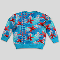 Hawaii Christmas Kid Ugly Christmas Sweater Santa Claus Surfing Kakau Tropical Style - Wonder Print Shop
