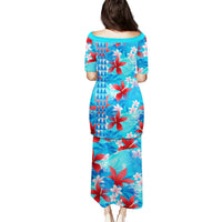 Hawaii Christmas Puletasi Santa Claus Surfing Kakau Tropical Style - Wonder Print Shop