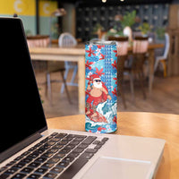 Hawaii Christmas Skinny Tumbler Santa Claus Surfing Kakau Tropical Style - Wonder Print Shop