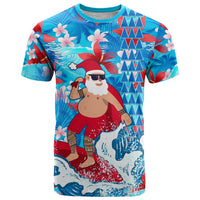 Hawaii Christmas T Shirt Santa Claus Surfing Kakau Tropical Style - Wonder Print Shop