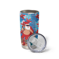 Hawaii Christmas Tumbler Cup Santa Claus Surfing Kakau Tropical Style - Wonder Print Shop