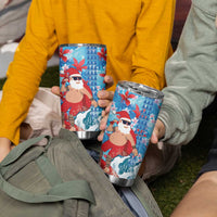 Hawaii Christmas Tumbler Cup Santa Claus Surfing Kakau Tropical Style - Wonder Print Shop