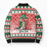 Personalized Cowgirl Boots Howdy Christmas Bomber Puffer Jacket Western Christmas - Wonder Print Shop