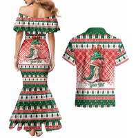 Personalized Cowgirl Boots Howdy Christmas Couples Matching Mermaid Dress and Hawaiian Shirt Western Christmas - Wonder Print Shop