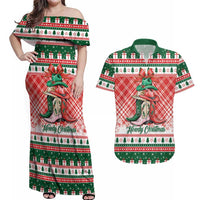 Personalized Cowgirl Boots Howdy Christmas Couples Matching Off Shoulder Maxi Dress and Hawaiian Shirt Western Christmas - Wonder Print Shop