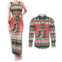 Personalized Cowgirl Boots Howdy Christmas Couples Matching Tank Maxi Dress and Long Sleeve Button Shirt Western Christmas - Wonder Print Shop