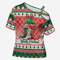 Personalized Cowgirl Boots Howdy Christmas Cross Shoulder Shirt Western Christmas - Wonder Print Shop