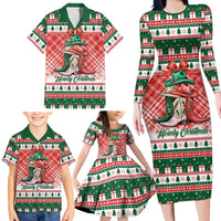 Personalized Cowgirl Boots Howdy Christmas Family Matching Long Sleeve Bodycon Dress and Hawaiian Shirt Western Christmas - Wonder Print Shop