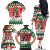 Personalized Cowgirl Boots Howdy Christmas Family Matching Off The Shoulder Long Sleeve Dress and Hawaiian Shirt Western Christmas - Wonder Print Shop