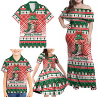 Personalized Cowgirl Boots Howdy Christmas Family Matching Off Shoulder Maxi Dress and Hawaiian Shirt Western Christmas - Wonder Print Shop