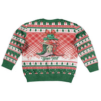 Personalized Cowgirl Boots Howdy Christmas Kid Ugly Christmas Sweater Western Christmas - Wonder Print Shop