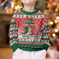 Personalized Cowgirl Boots Howdy Christmas Kid Ugly Christmas Sweater Western Christmas - Wonder Print Shop
