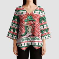 Personalized Cowgirl Boots Howdy Christmas Kimono Sleeve Blouse Western Christmas - Wonder Print Shop