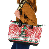 Cowgirl Boots Howdy Christmas Leather Tote Bag Western Christmas - Wonder Print Shop