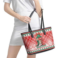 Cowgirl Boots Howdy Christmas Leather Tote Bag Western Christmas - Wonder Print Shop