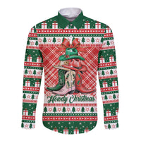 Personalized Cowgirl Boots Howdy Christmas Long Sleeve Button Shirt Western Christmas - Wonder Print Shop