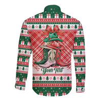 Personalized Cowgirl Boots Howdy Christmas Long Sleeve Button Shirt Western Christmas - Wonder Print Shop