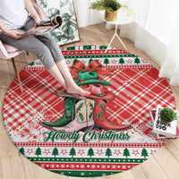 Cowgirl Boots Howdy Christmas Round Carpet Western Christmas - Wonder Print Shop