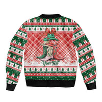 Personalized Cowgirl Boots Howdy Christmas Sleeve Zip Bomber Jacket Western Christmas - Wonder Print Shop