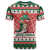 Personalized Cowgirl Boots Howdy Christmas T Shirt Western Christmas - Wonder Print Shop