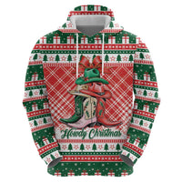 Personalized Cowgirl Boots Howdy Christmas Zip Hoodie Western Christmas - Wonder Print Shop
