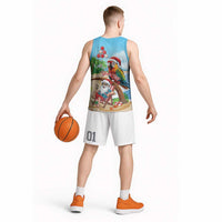 Personalized Hawaii Santa Parrot Christmas Basketball Jersey Summer Vibe - Wonder Print Shop