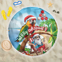 Hawaii Santa Parrot Christmas Beach Blanket Summer Vibe - Wonder Print Shop