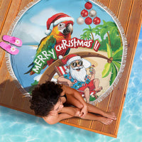 Hawaii Santa Parrot Christmas Beach Blanket Summer Vibe - Wonder Print Shop